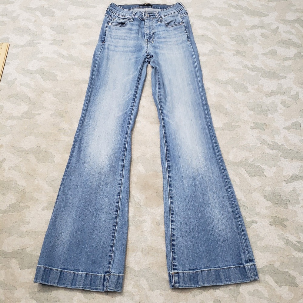 7 For All Mankind Jeans Womens 24 Blue Dojo Flare Denim Light Wash Stretch